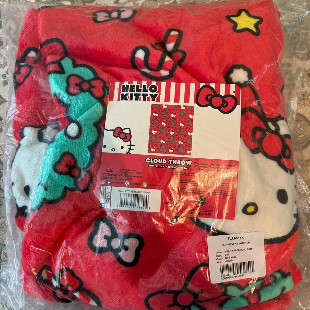 Hello Kitty Christmas throw blanket